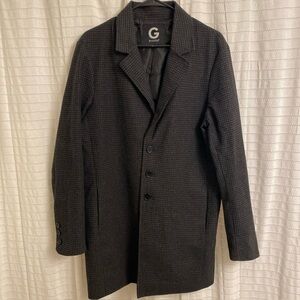 Men’s G by Guess Black and Grey Houndstooth Coat sz Medium